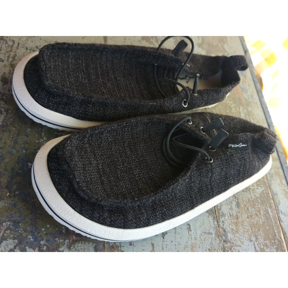 Maui And Sons Shoes Mens 9 Casual Slip On Beach Flats Gray/Black Knit Fabric‎
